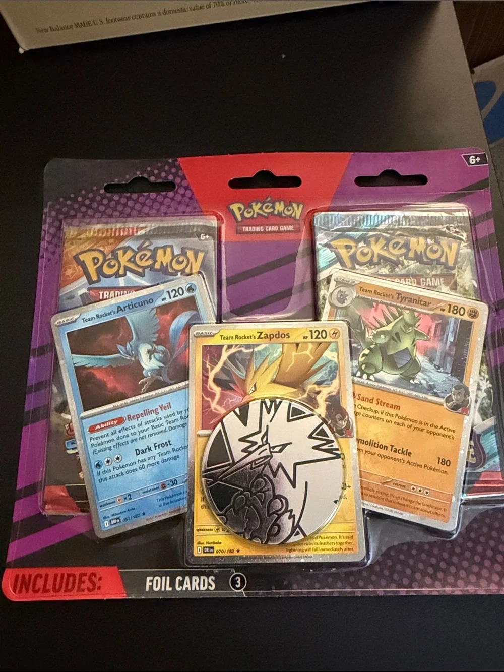 Pokemon Foil Trio Featuring Yellow Zapdos, Blue Articuno & Green Tyranitar